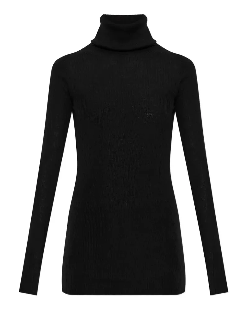 Rick Owens Gerippter Rollkragenpullover - Schwarz Schwarz