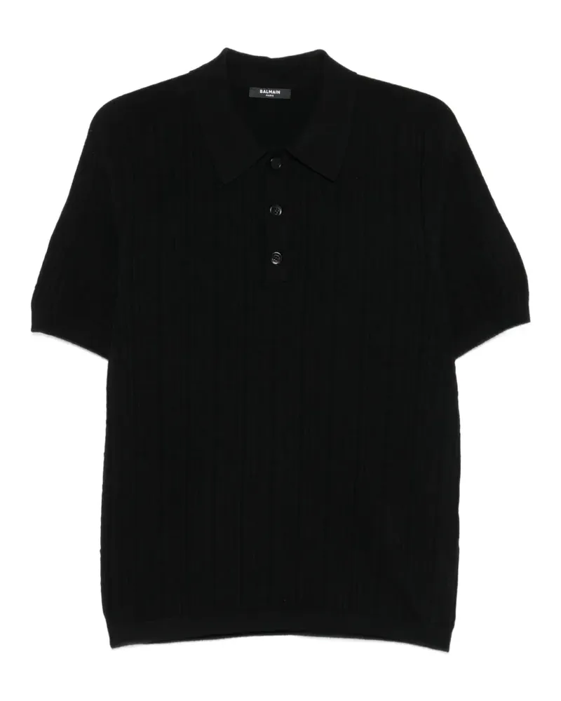 Balmain monogram-knit polo shirt - Schwarz Schwarz