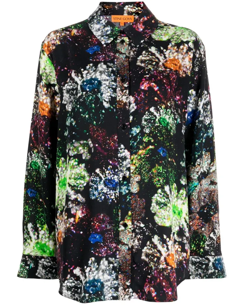 Stine Goya Sophia Hemd mit abstraktem Print - Schwarz Schwarz