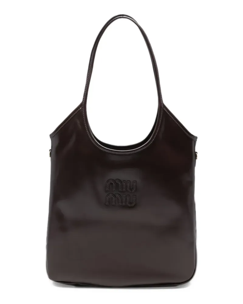 Miu Miu ivy logo-embossed leather shoulder bag - Braun Braun