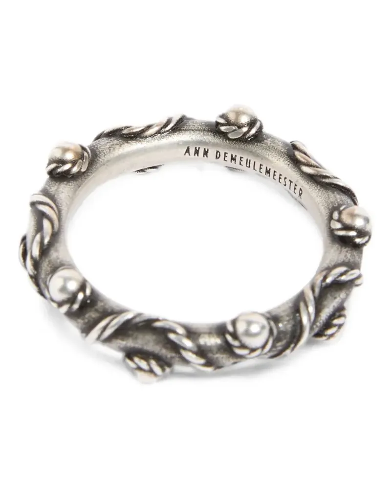 Ann Demeulemeester Nietenring mit Kordeldetail - Silber Silber