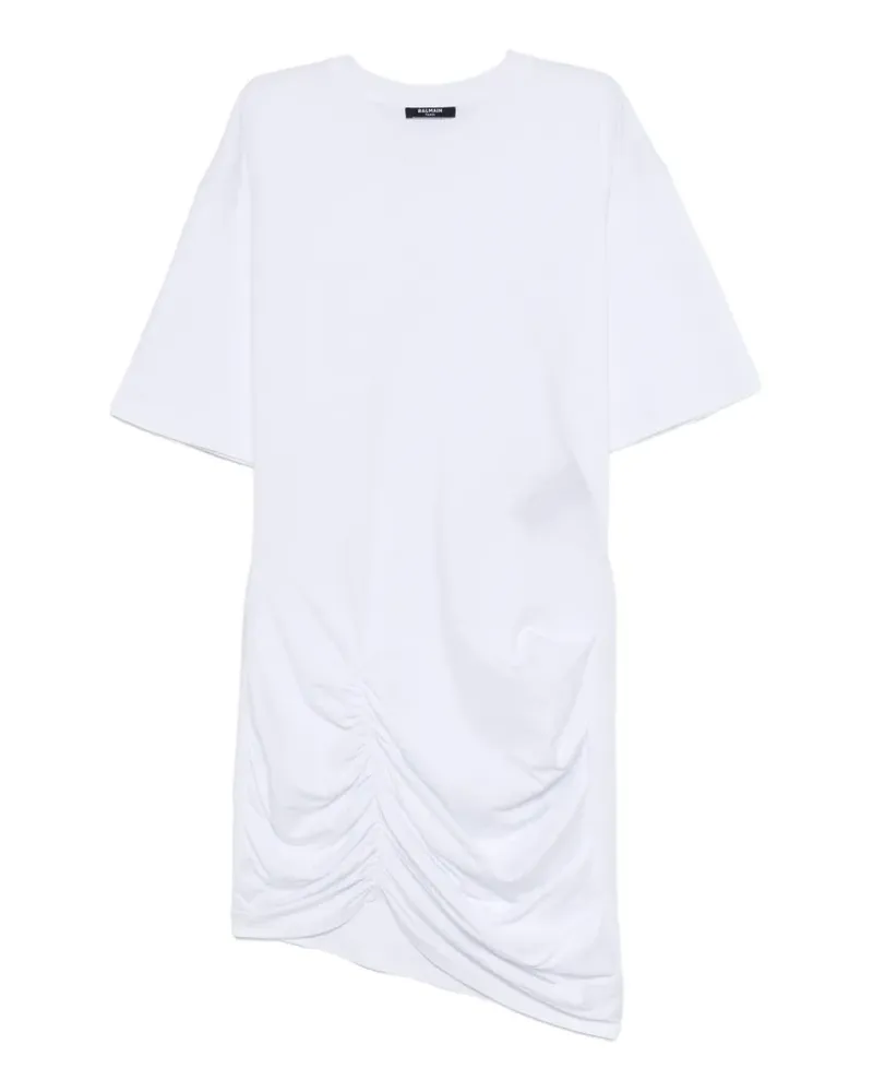 Balmain gathered-detail mini dress - Weiß Weiß