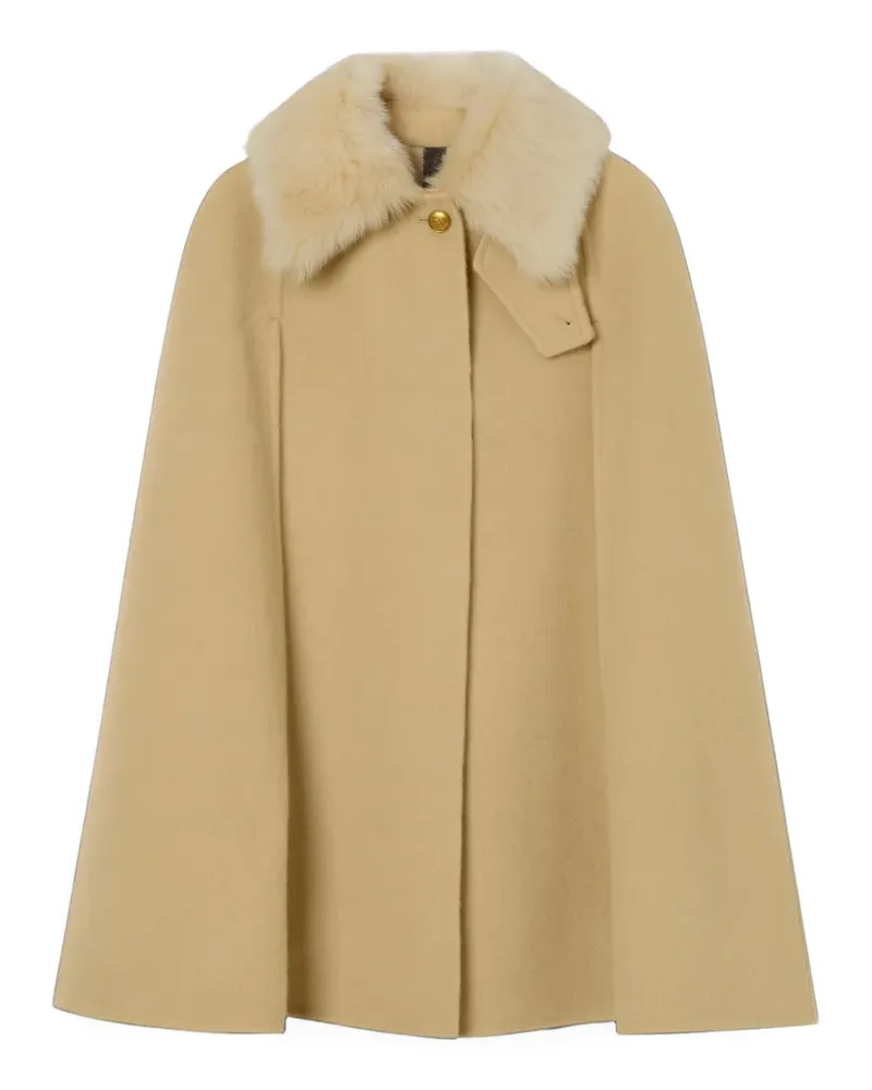 Burberry shearling collar cashmere cape - Nude Nude