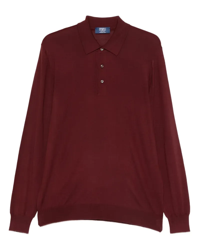 Fedeli Fein gestricktes Poloshirt - Rot Rot