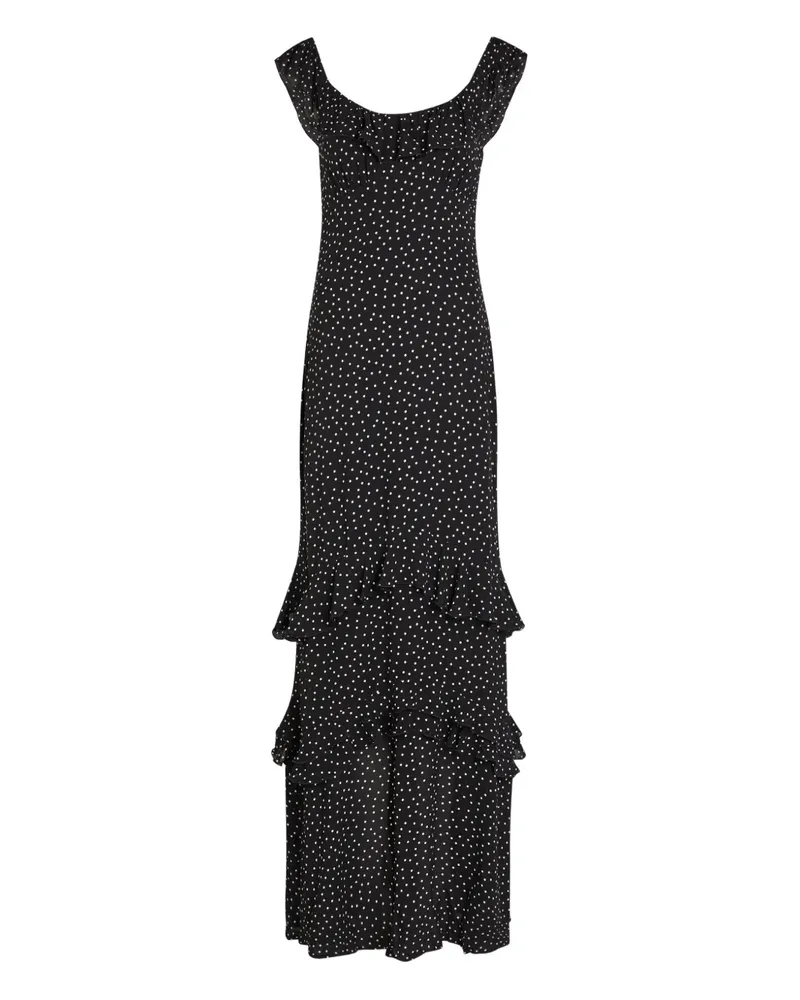 Reformation ruffled polka-dot maxi dress - Schwarz Schwarz