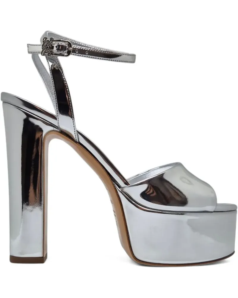 Casadei Patty Sandalen mit Plateau und Knöchelriemen 130mm - Silber Silber