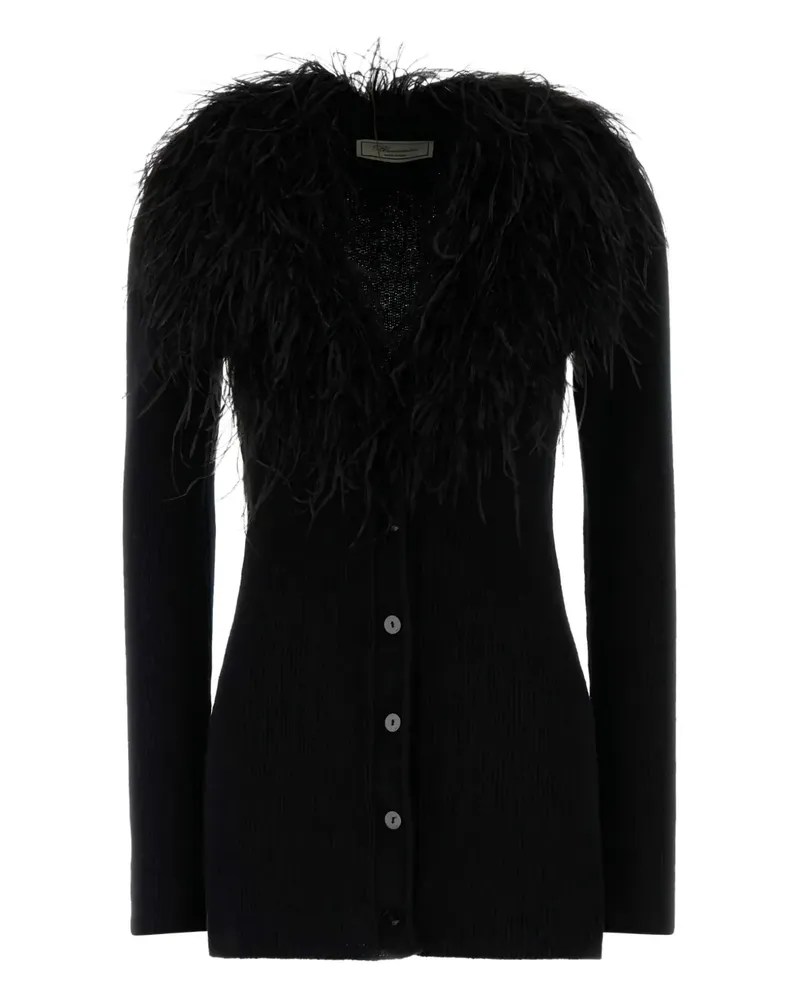 Blumarine Cardigan mit Federbesatz - Schwarz Schwarz