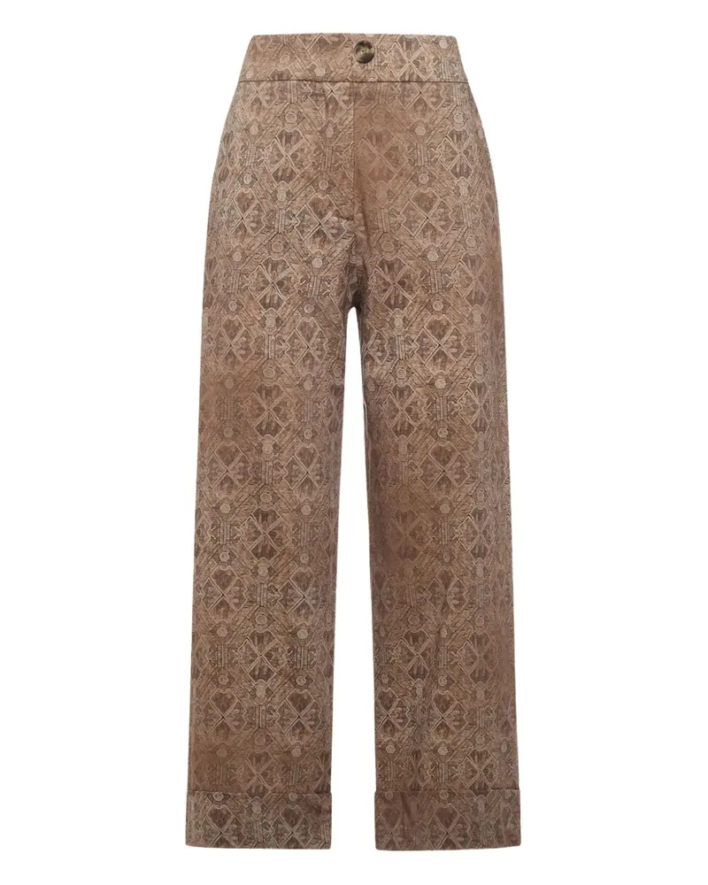 Pierre-Louis Mascia geometric-pattern trousers - Nude Nude