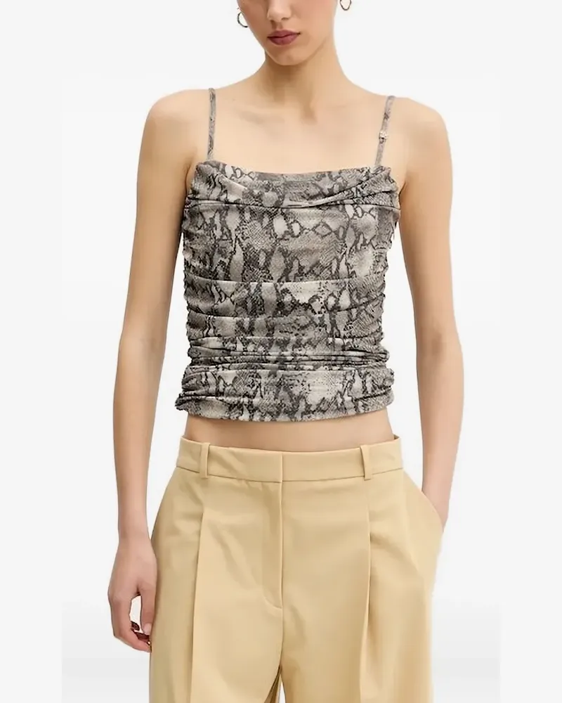 HUGO BOSS Oberteil mit Schlangenleder-Print - Schwarz Schwarz