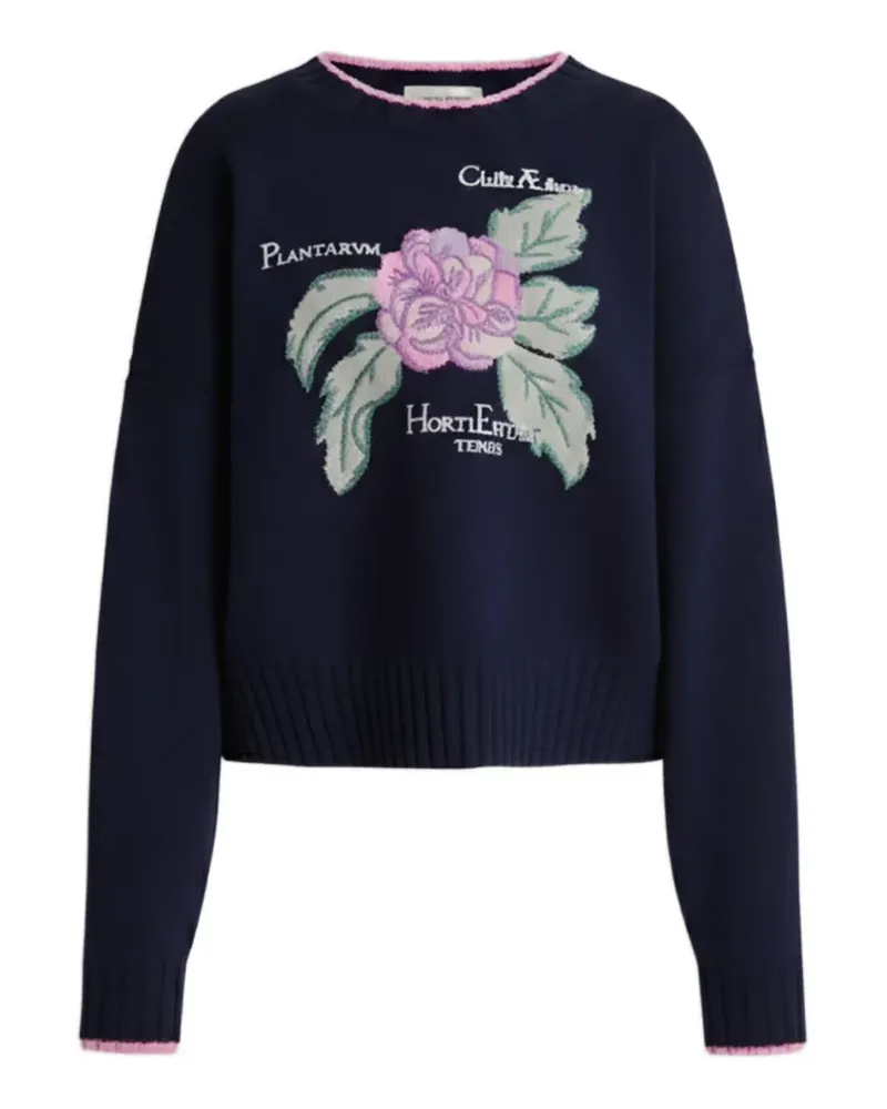 Alberta Ferretti Strickpullover mit Blumen - Blau Blau