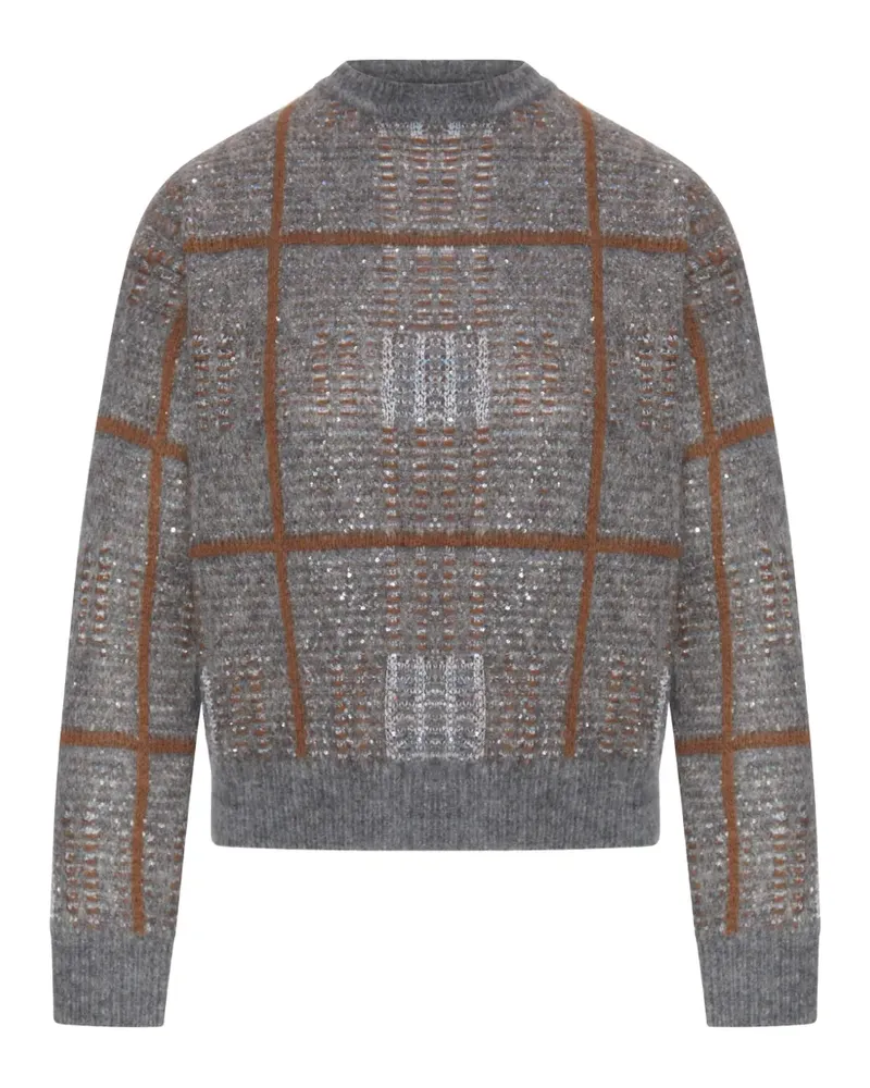 Max Mara sequin-embellished checked sweater - Grau Grau