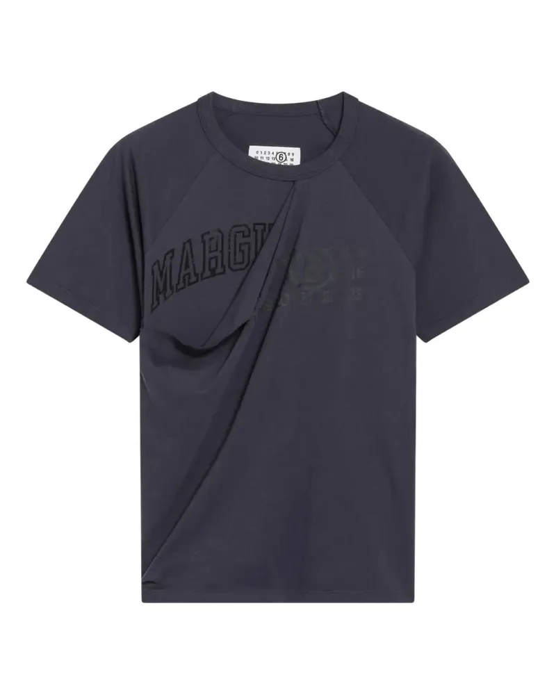 Maison Margiela Drapiertes T-Shirt mit Logo - Blau Blau