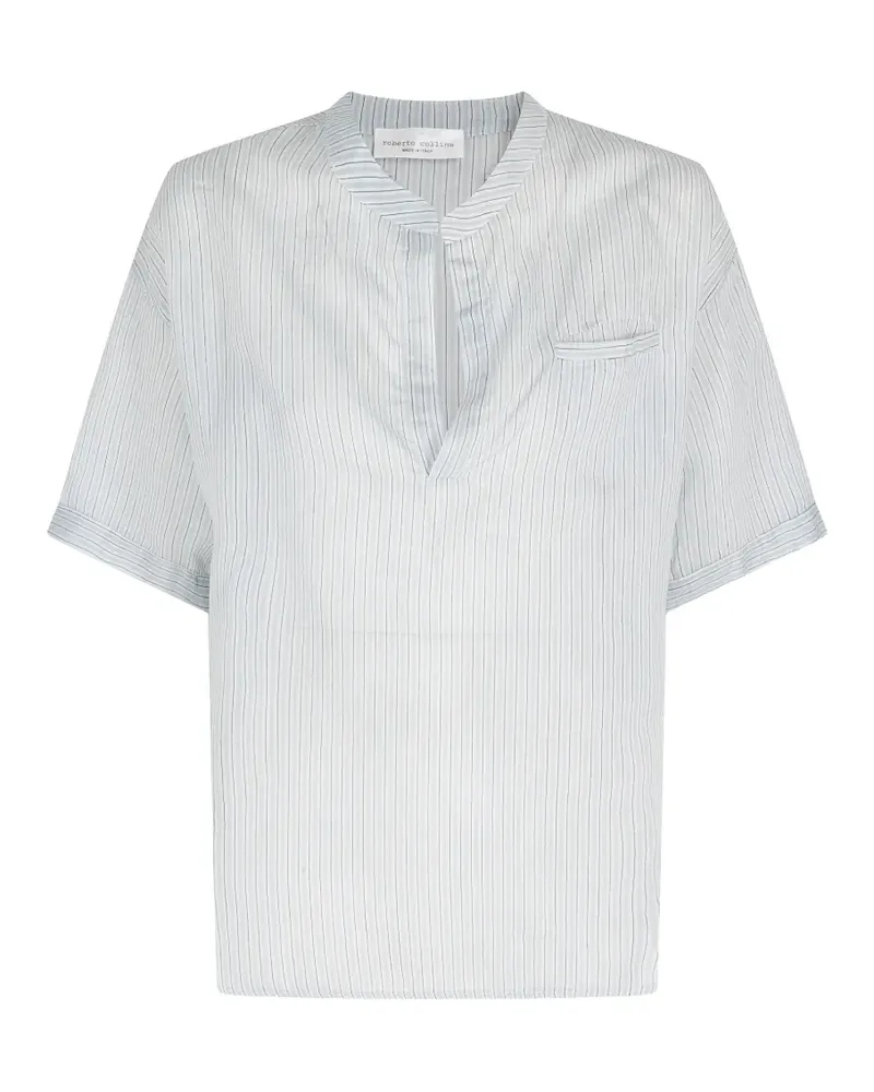 Roberto Collina striped V-neck blouse - Weiß Weiß