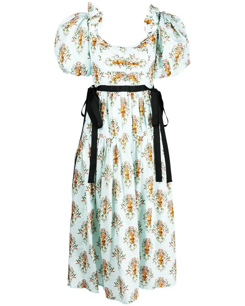 AGUA BENDITA Midikleid mit Blumen-Print - Blau Blau