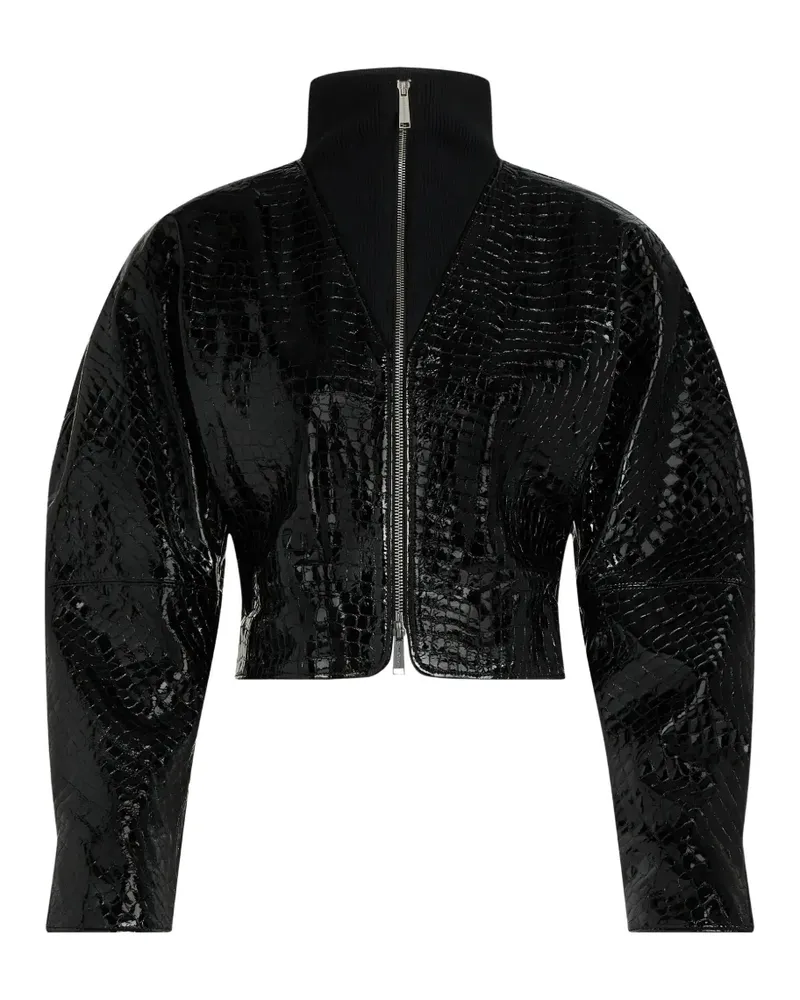 Karl Lagerfeld Karl Studio Lederjacke mit Kroko-Effekt - Schwarz Schwarz