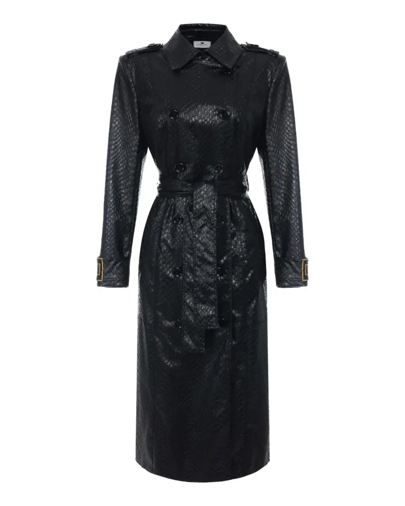 Elisabetta Franchi Trenchcoat mit Schuppen-Struktur - Schwarz Schwarz