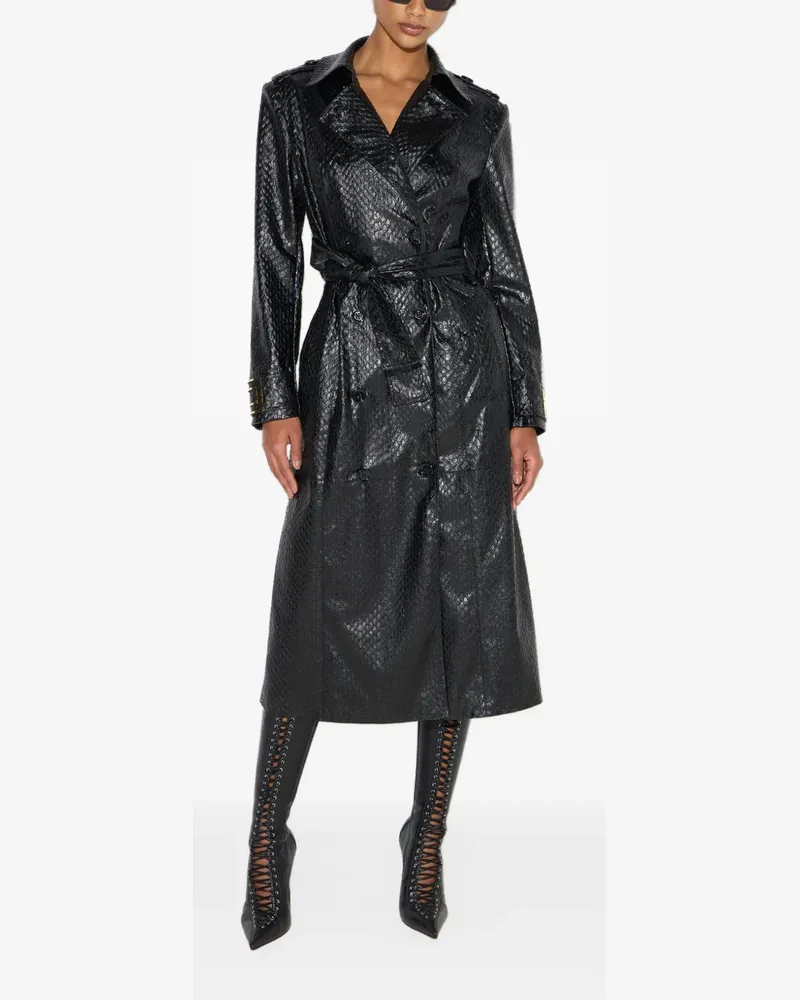 Elisabetta Franchi Trenchcoat mit Schuppen-Struktur - Schwarz Schwarz