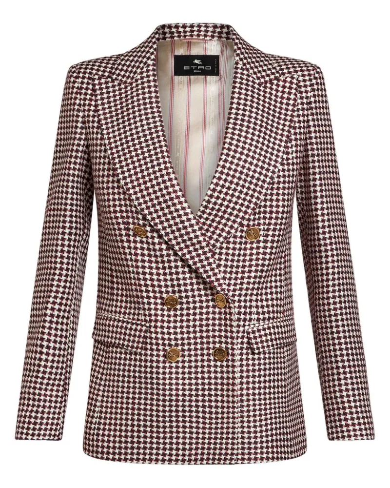 Etro Cropped-Blazer mit Hahnentrittmuster - Weiß Weiß