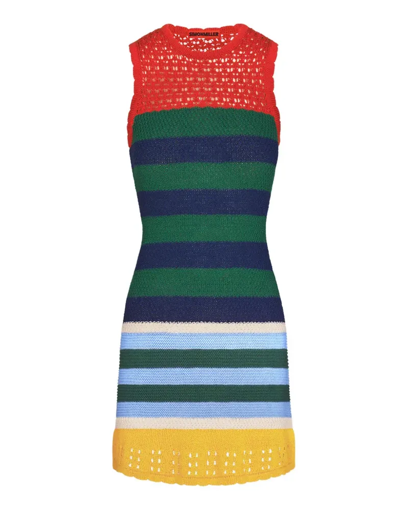 Simon Miller Yvonne striped crochet-knit mini dress - Blau Blau