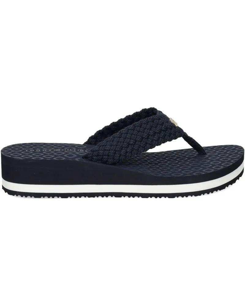 Tommy Hilfiger Gehäkelte Flip-Flops mit TH-Monogramm - Blau Blau