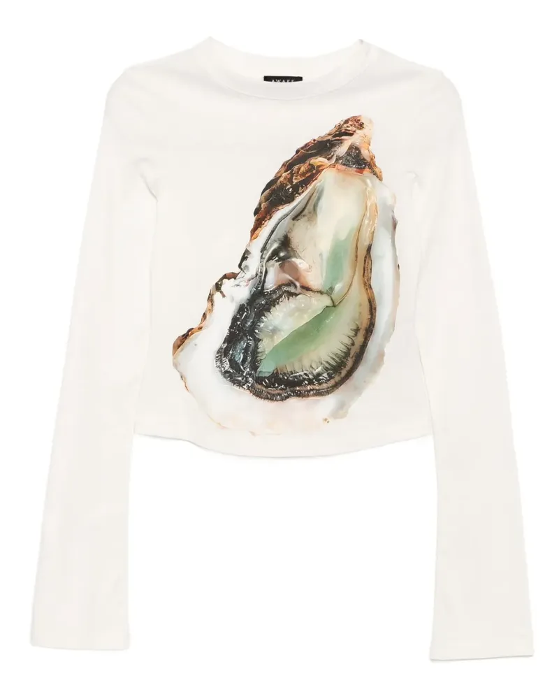 A.W.A.K.E. Oyster T-Shirt mit grafischem Print - Nude Nude