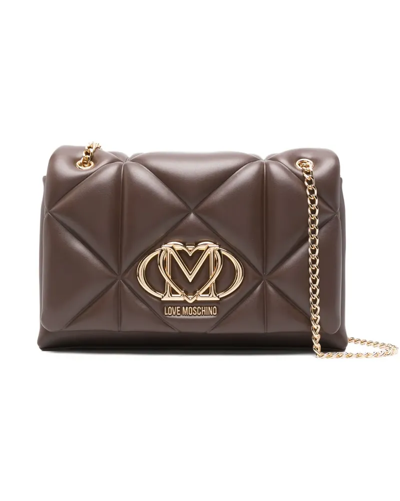 Moschino Gesteppte Schultertasche mit Logo - Braun Braun