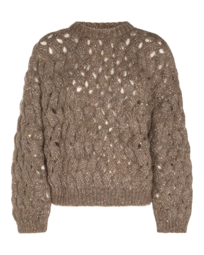 Brunello Cucinelli sequin-embellished cable-knit sweater - Braun Braun