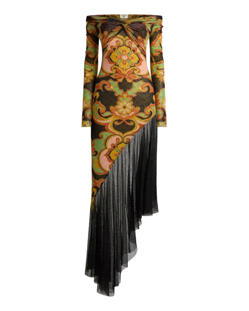 Etro Asymmetrisches Kleid mit Blumen-Print - Schwarz Schwarz