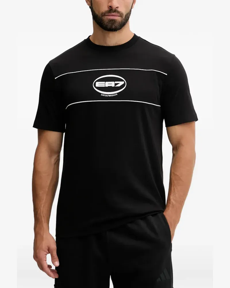 EA7 T-Shirt mit Logo-Print - Schwarz Schwarz