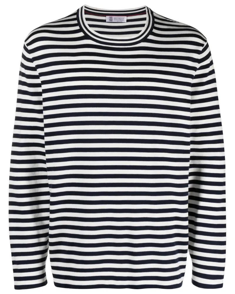 Brunello Cucinelli Gestreiftes Langarmshirt - Blau Blau