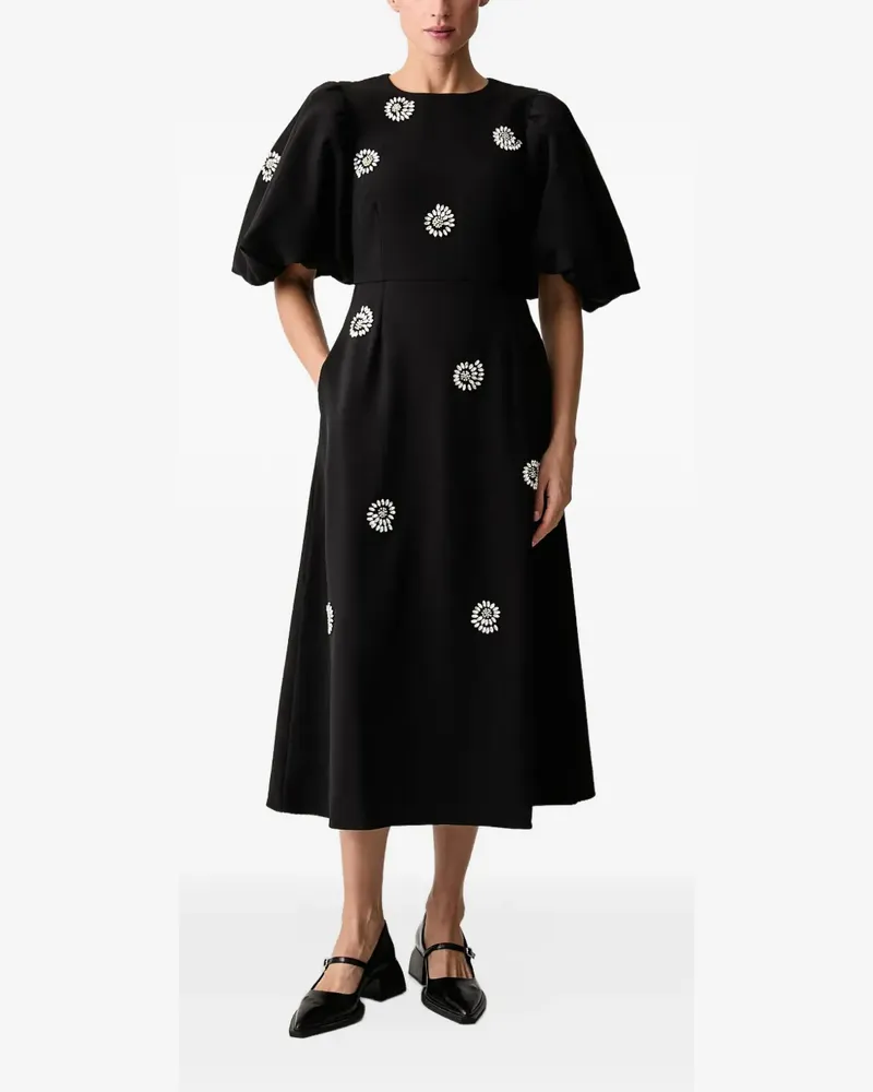 Stine Goya crystal-embellished puff-sleeve midi dress - Schwarz Schwarz