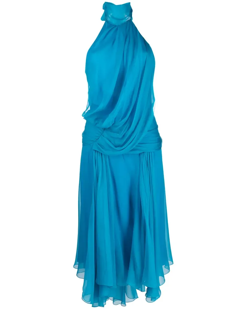 Alberta Ferretti Drapiertes Neckholder-Kleid - Blau Blau