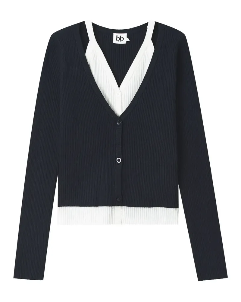 b+ab ribbed layered cardigan - Blau Blau