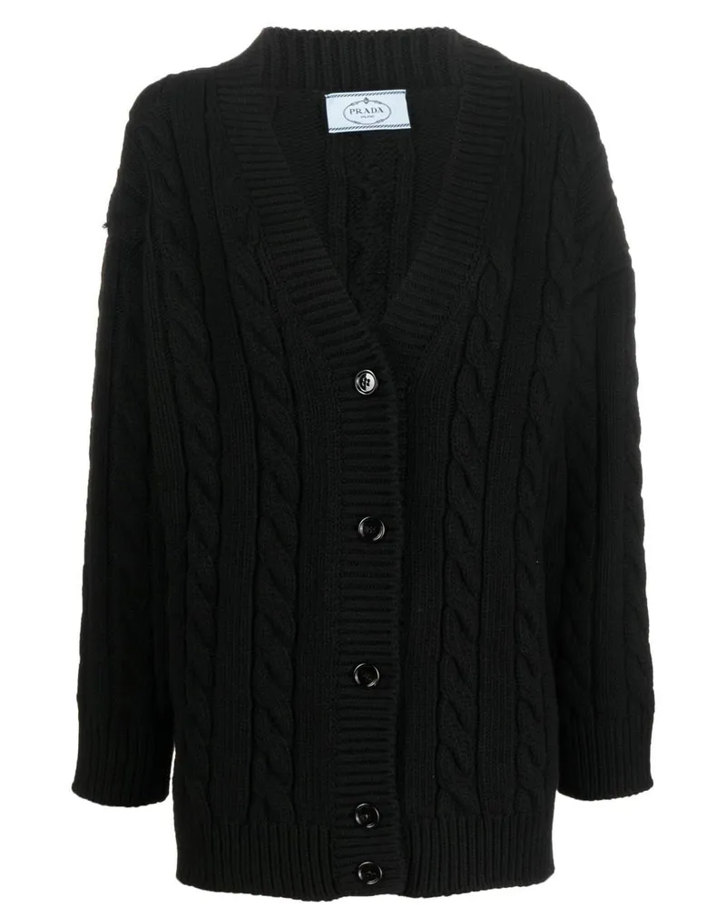 Prada Cardigan mit Zopfmuster - Schwarz Schwarz