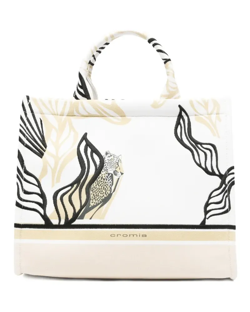 Cromia Jungle Noir Tote Bag mit Animal-Print - Weiß Weiß