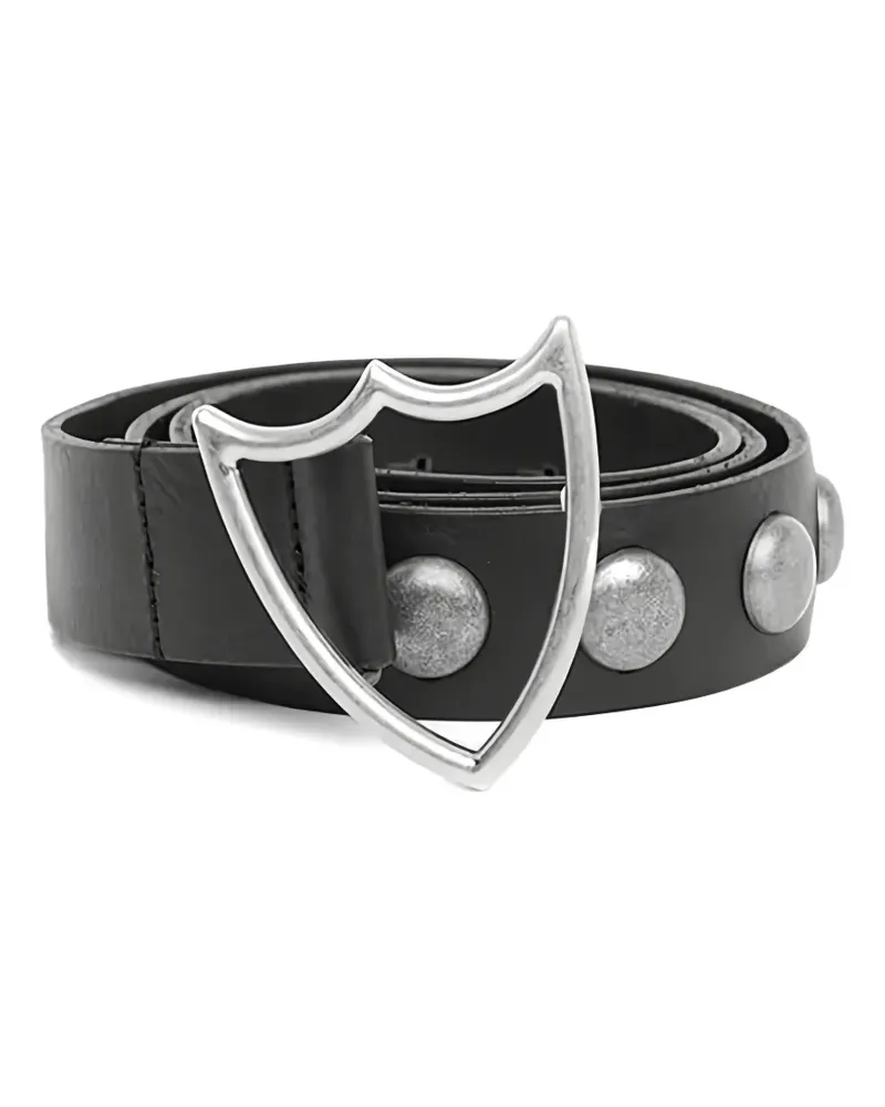 HTC Hollywood Trading Company shield-buckle studded belt - Schwarz Schwarz