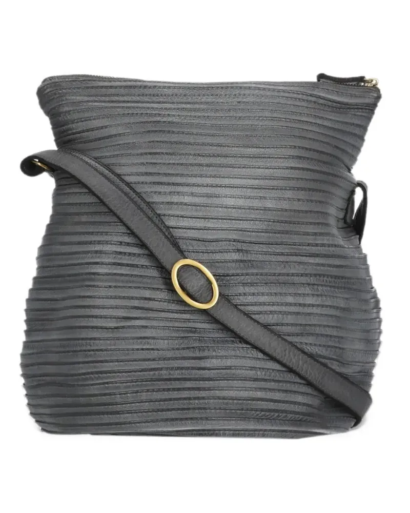 Maje textured leather shoulder bag - Grau Grau