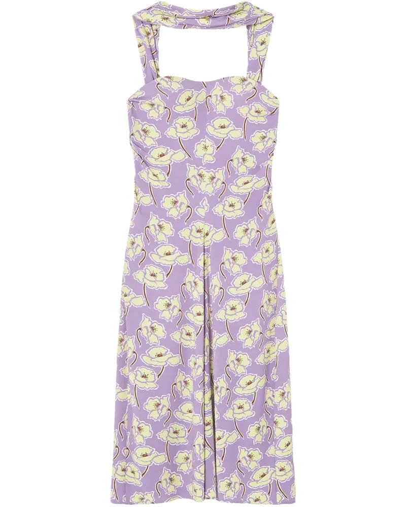 Versace Drapiertes Poppies Midikleid - Violett Violett