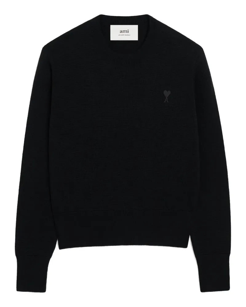 AMI Paris Pullover mit Herzstickerei - 0180 BLACK/BLACK 0180