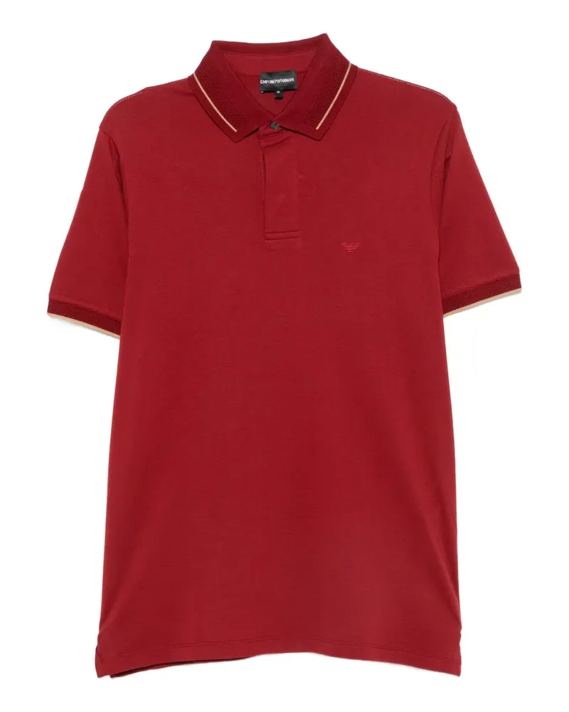 Emporio Armani contrast-trim logo-embroidered polo shirt - Rot Rot