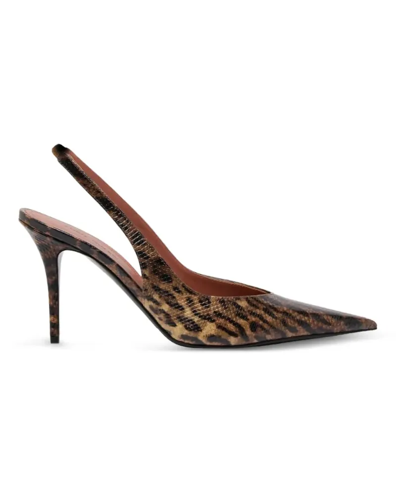 Amina Muaddi Anok leopard-print snake-effect slingback leather heeled sandals - Braun Braun