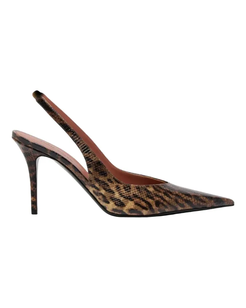 Amina Muaddi Anok leopard-print snake-effect slingback leather heeled sandals - Braun Braun