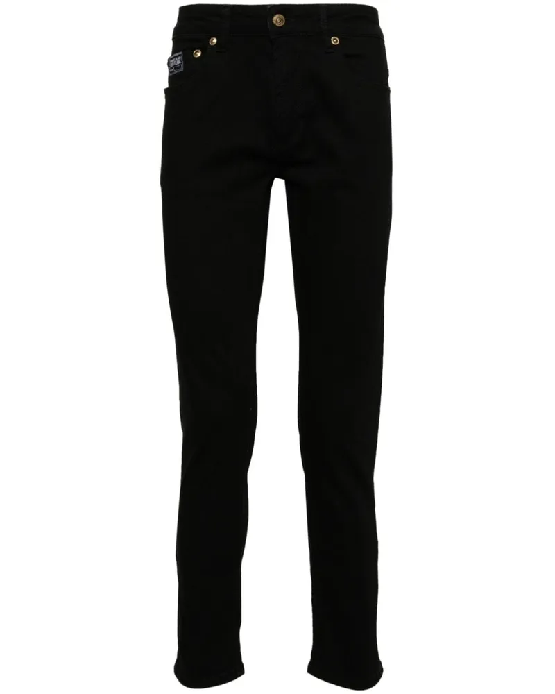 Versace Jeans Halbhohe Slim-Fit-Jeans Schwarz