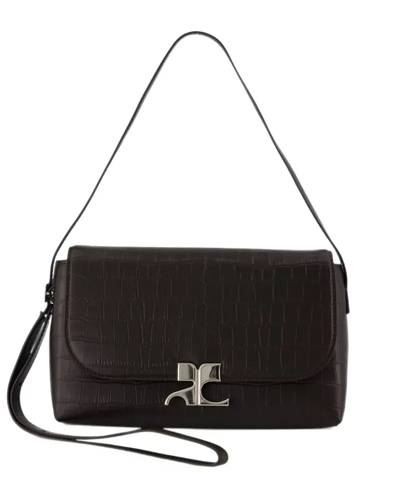 Courrèges Icotype Schultertasche mit Kroko-Effekt - Braun Braun