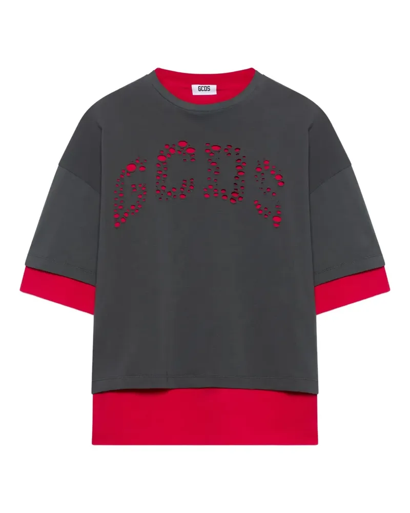 GCDS T-Shirt im Layering-Look - Grau Grau
