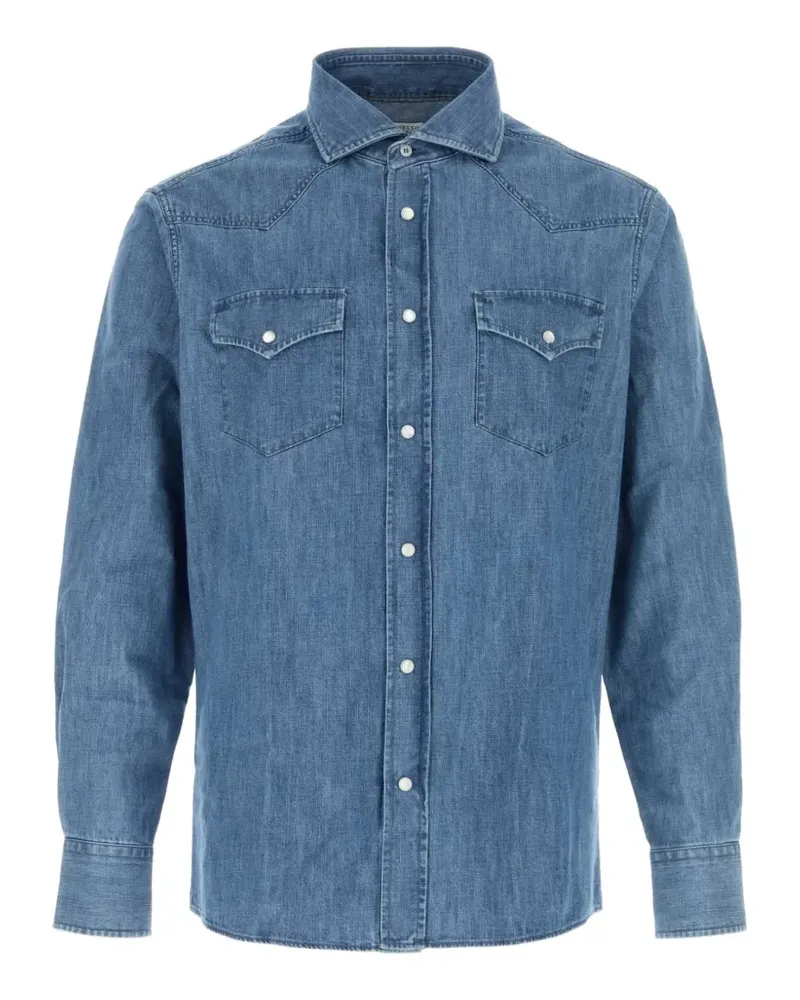 Brunello Cucinelli Westernhemd mit Druckknöpfen - Blau Blau