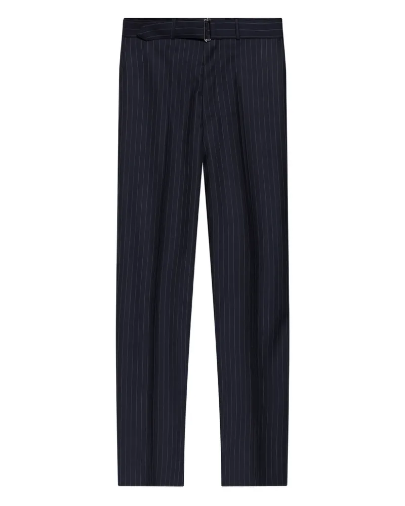 Officine Generale pinstripe belted trousers - Blau Blau