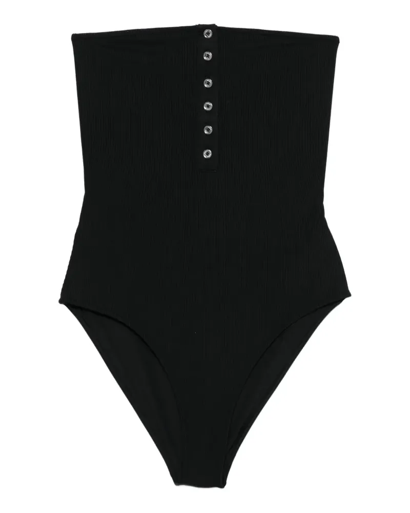 Totême ribbed strapless swimsuit - Schwarz Schwarz
