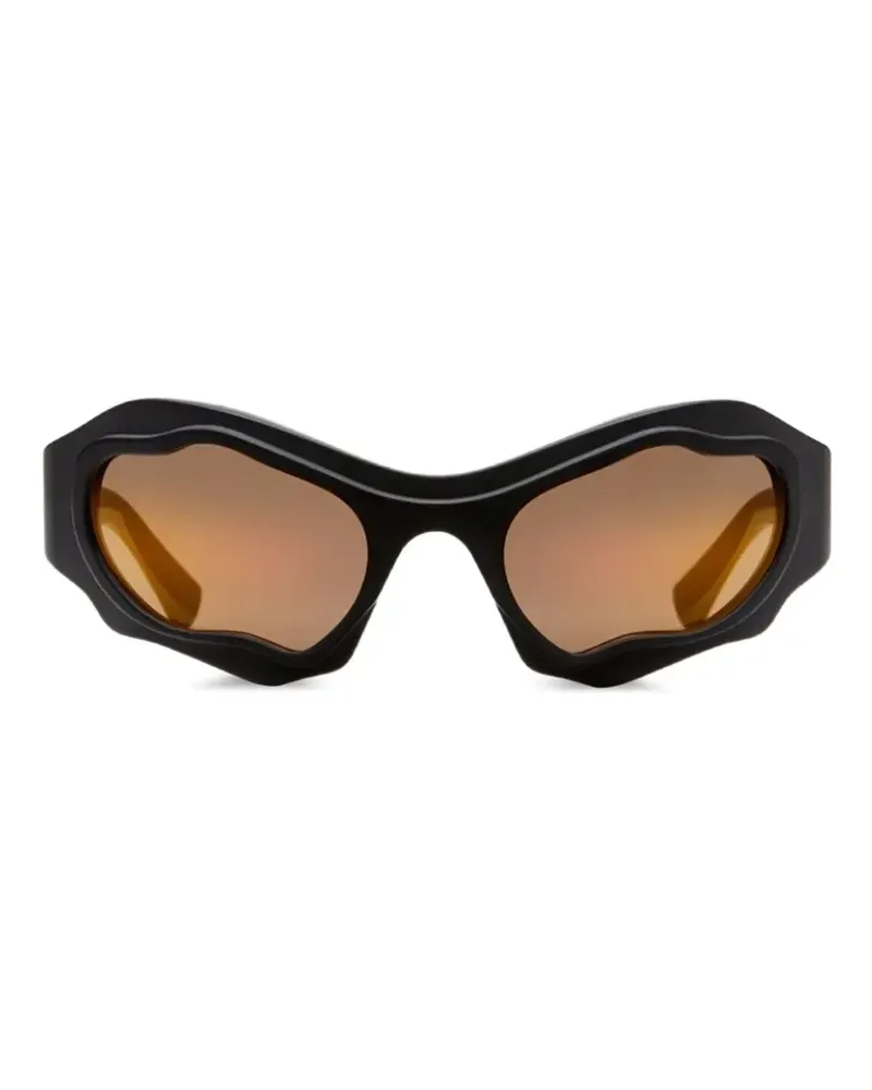 KUBORAUM E22 Sonnenbrille mit geometrischem Gestell - Schwarz Schwarz
