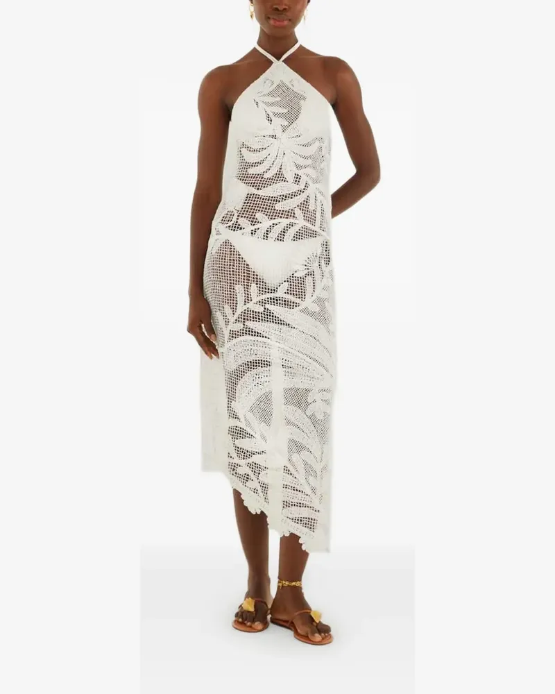 FARM Rio crochet-knit halterneck midi dress - Weiß Weiß